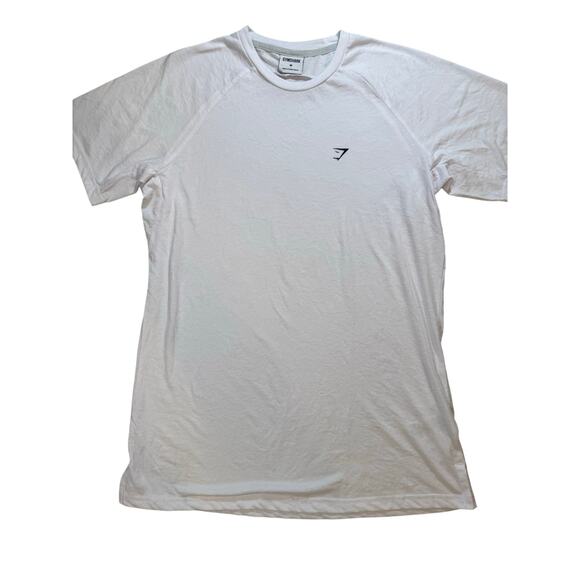 NWOT Gymshark White Raglan Sleeve Baseball T-Shirt Size M Logo Tee Athletic Fit - Picture 6 of 8